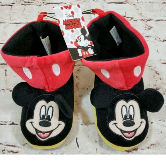 Disney Other - Mickey Mouse Kids Boot Slippers Size 9-10 Unisex